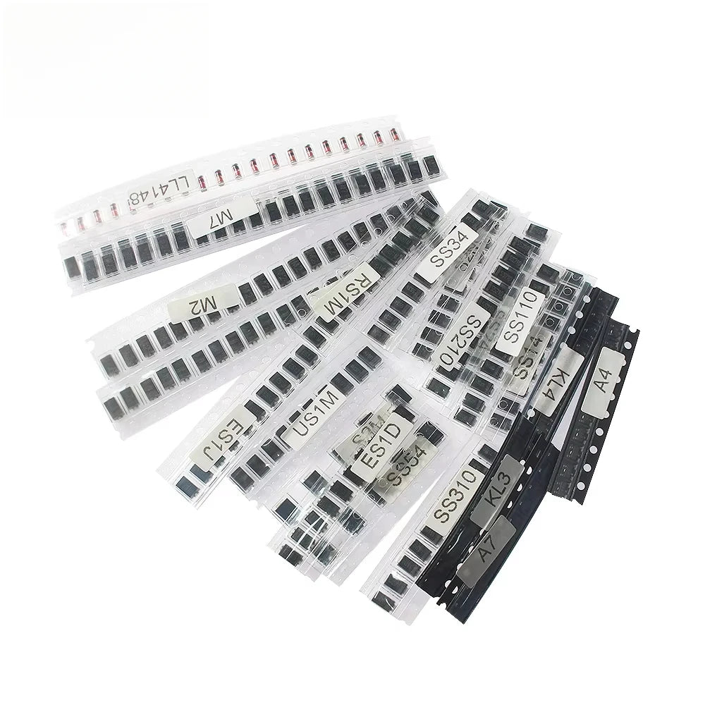260PCS SMD Diode Assortment Kit Rectifier/Schottky/Switching Diodes M1/M4/M7/SS14/SS24/RS1M/US1M/SS34/SS54/BAT54C/BAT54S/LL4148