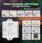 SP805E ESP32 WLED Controller WiFi Music LED Controller for Addressable WS2811 WS2812 WS2814 WS2815 SK6812 PWM CCT RGB Cob Strips