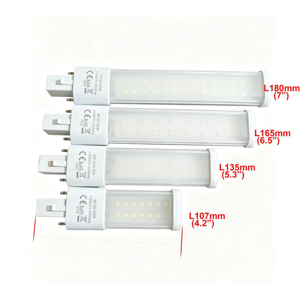 2PC G23 LED Bulb Bar Tube 2Pin 3W 4W 5W CFL PL-S 7W-13W Replacement 110V/220V 3000K/4000K/6000K White G23 Plug Saving Light Lamp