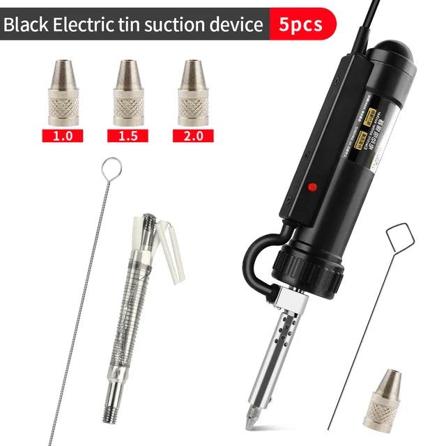 LUXIANZI 220V 50Hz Electric Suction Gun Vacuum Solder Sucker Tin Soldering Iron Desolder Pump Repair Welding Tools with Nozzle