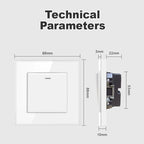 JHJCH - 1 Gang 1/2 Way Stair Switch, Tempered Glass Panel, Rocker Light Switch, On / Off Switch, Toggle Wall Switch