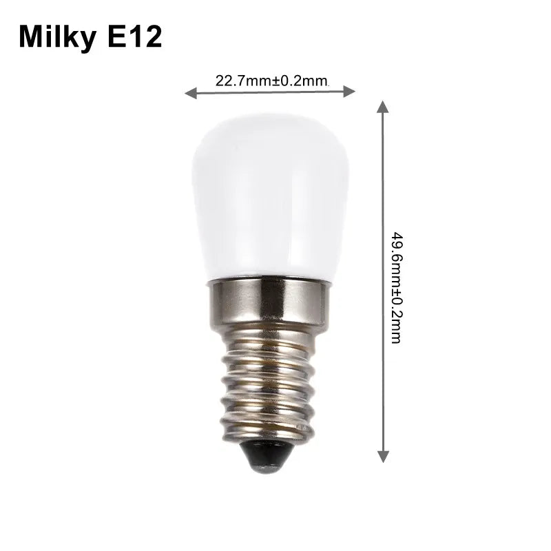 Mini LED Light Bulbs 2W E14 E12 T22 220V 110V 12V 24V 2835 SMD Refrigerator Lamp Screw Bulb For Refrigerator Freezer Cold/ Warm