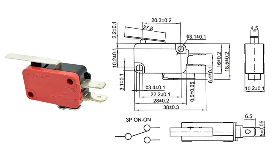 V-15 V-151 V-152 V-153 V-154 V-155 V-156-1C25 Microswitch SPDT Momentary Travel Mini Micro Limit Switch 1NO1NC Roller Lever Arm