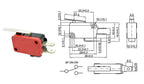 V-15 V-151 V-152 V-153 V-154 V-155 V-156-1C25 Microswitch SPDT Momentary Travel Mini Micro Limit Switch 1NO1NC Roller Lever Arm