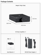 Fosi Audio V3 Stereo Power Amplifier 300W X2 TPA3255 Class D Mini Speaker Amp 2 Channel Audio Amplifier for Passive Bookshelf