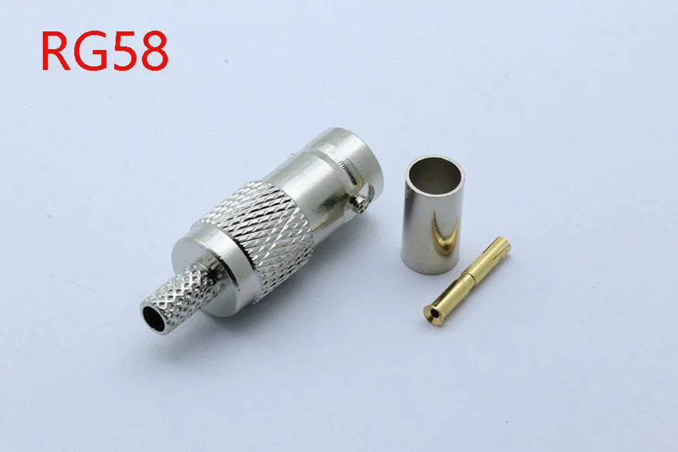 1pc RF Coaxial Connector BNC Female Jack Crimp Connector Straight for RG58 RG59 RG6 Cable Adapter CCTV Connector