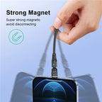 USLION 540 Rotate 5A Magnetic Cable Fast Charging Type C Cable Micro USB Magnet Charge Phone Data Line Wire For iphone 15 Xiaomi