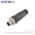 Screw Type Waterproof IP67 Plastic M12 A B D Code Field Connectors PG7 PG9 Male Plug 2 3 4 5 8 Pins