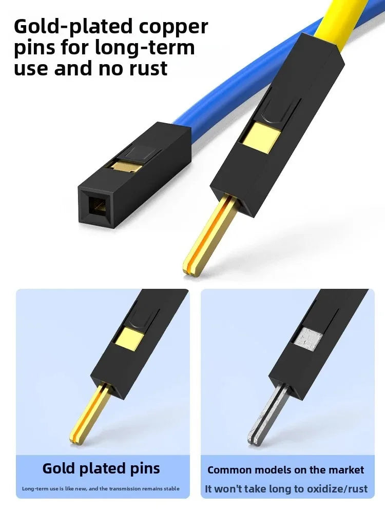10PCS/lot Gold Plated Pure Copper Thickened DuPont Wire 24AWG Male to Female to Male Ribbon Wire DuPont Connector Wire 20cm/30cm