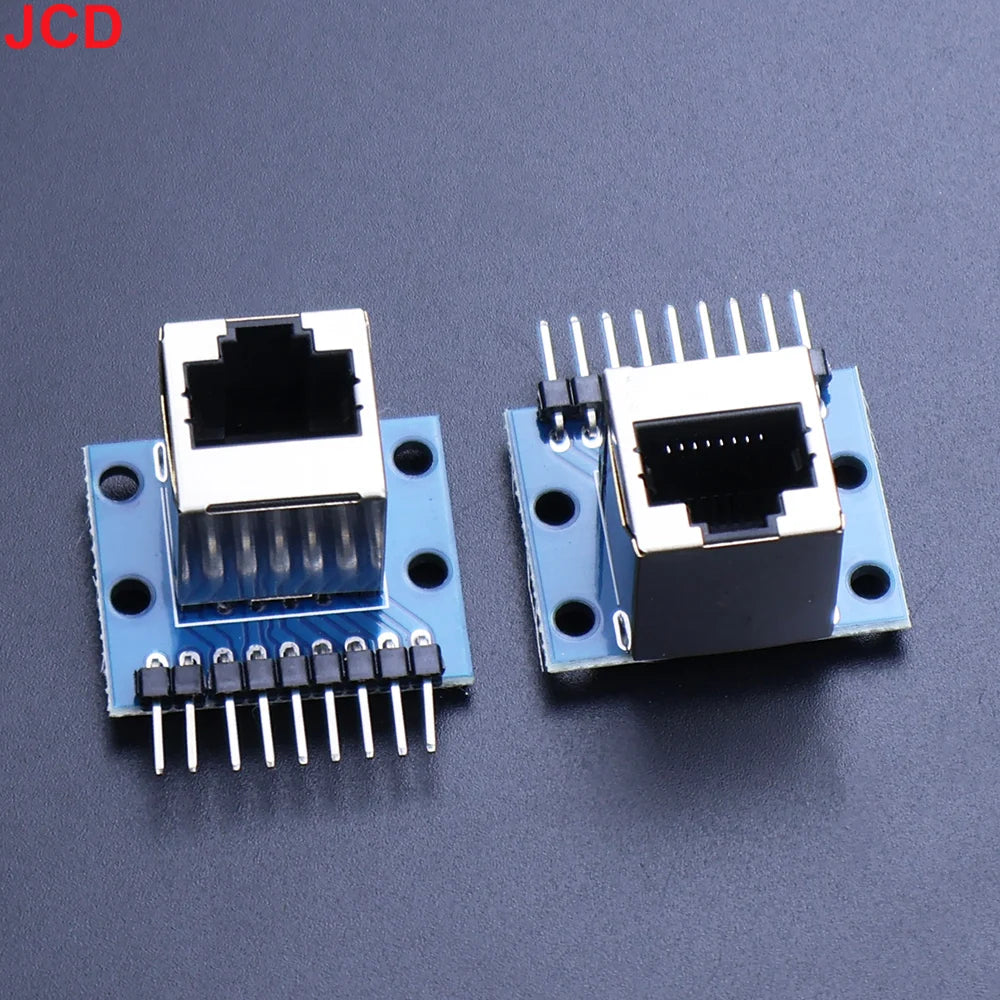 JCD 1pcs RJ45 Breakout Board With LED Lights,8P8C Female Socket Connector RJ45 Adapter Test Board with Pin Headers