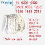Resistor Kit 0201 0402 0603 0805 1206 1210 1812 2512 SMD Resistor Package 25values*20PCS=500PCS 1% Sample Kit Resisor