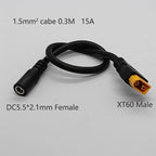 1PC XT60 To DC5.5*2.1/2.5mm Power Adapter Cable1.5mm² Cabe 30CM 15A Connector For Solar Charger Battery Charging Adapter Wiring