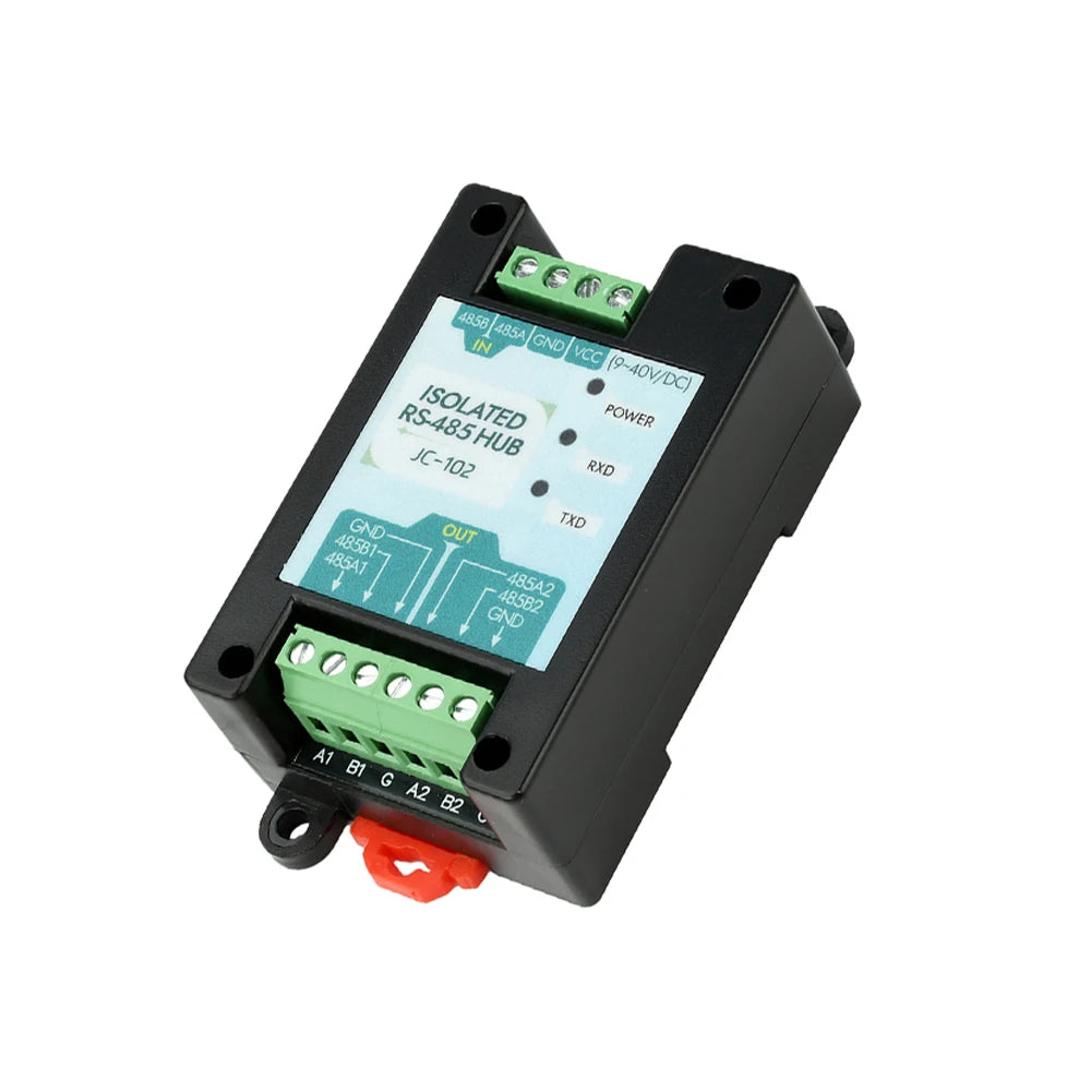 DC 9-40V RS485 2-Way Opto-Isolated Repeater Industrial-Grade 485 Hub 2-Port Anti-Interference Surge-Protected Signal Amplifier