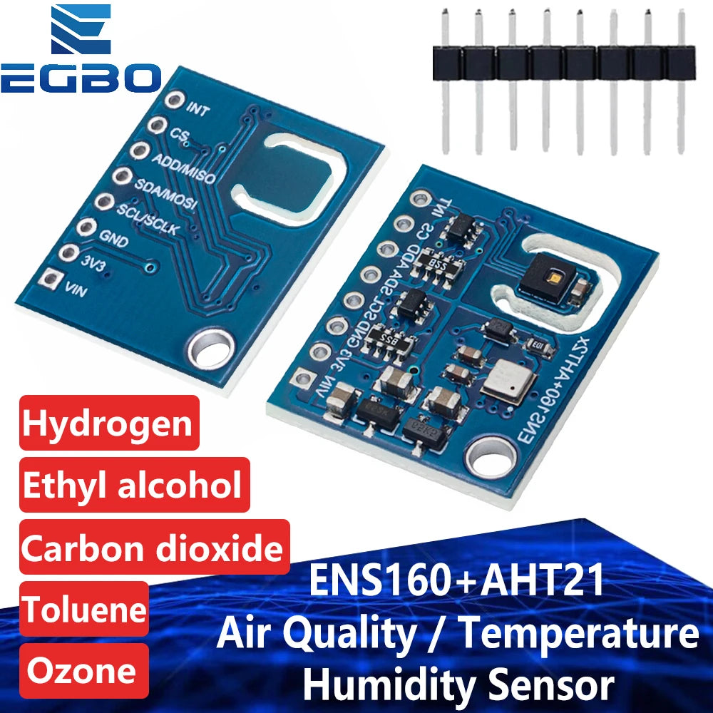 EGBO ENS160+AHT21 CARBON Dioxide CO2 eCO2 TVOC Air Quality And Temperature And Humidity Sensor Replace CCS811 For Arduino