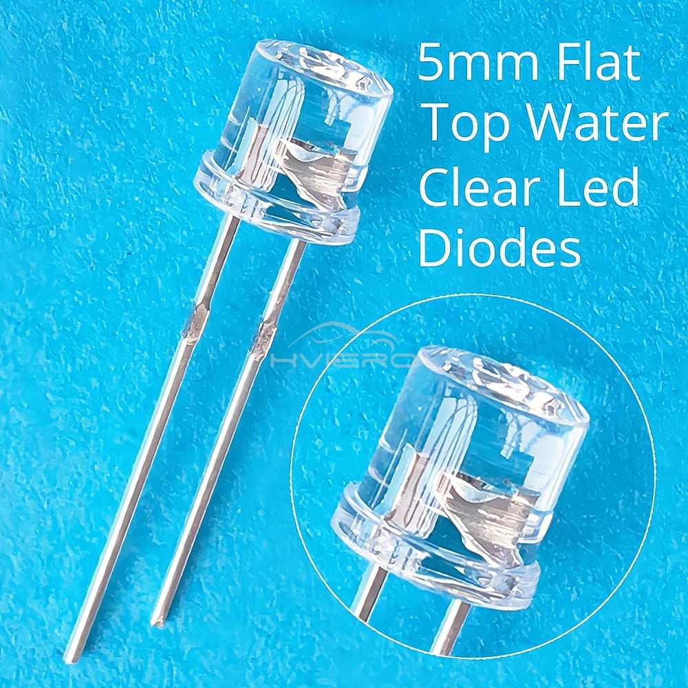 100/1000PCS 5mm Flat Top F5 Emitting Diode LED Wide Angle Ultra Super Bright Bulbs Light Lamp Diodes White Red Yellow Blue Green