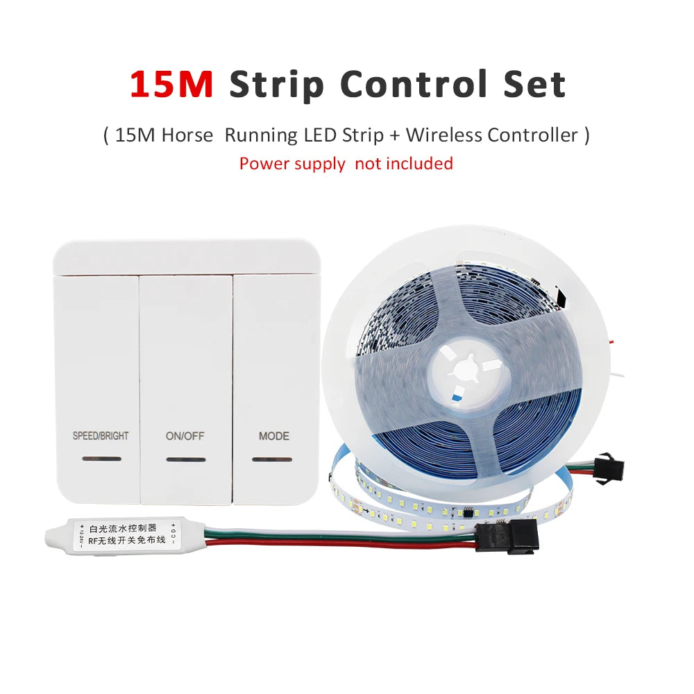 WS2811 2835SMD 24V DC Running Water LED Strip Flowing Light Wireless Controller Flexible Lamp Ribbon 120Leds/M IP30 10M 15M Kit