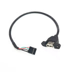 1/2/5/10Pcs 30CM Dupont 5Pin 2.54mm Female to USB Type A Female Adapter Motherboard Extender Cable with Screw Panel Mount Holes
