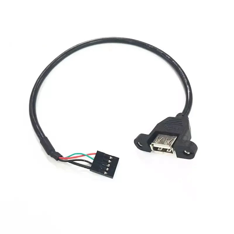 1/2/5/10Pcs 30CM Dupont 5Pin 2.54mm Female to USB Type A Female Adapter Motherboard Extender Cable with Screw Panel Mount Holes