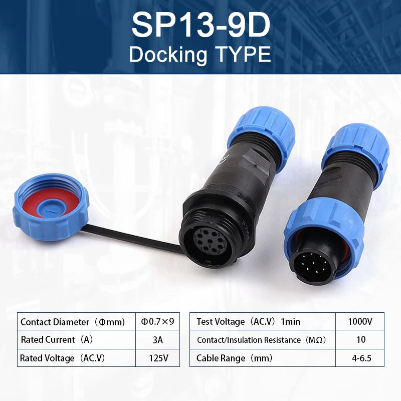 SP13 Aviation Waterproof Connector IP68 Docking Electrical Cable Wire Male Female Plug Socket Welding Type Industrial Connector