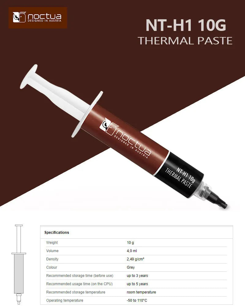 Noctua NT-H2 NT-H1 3.5g 10g Thermal Conductive grease paste For Notebook Graphics CPU Thermal Conductive Grease Chassis Radiator