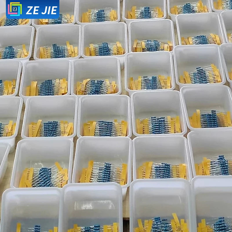 1/4W Metal Film Resistor Assortment Kit, 1/2W 1W 2W 3W 5W Through Hole Electronic Components Pack, 30/41/130 Kinds 1% Tolerance