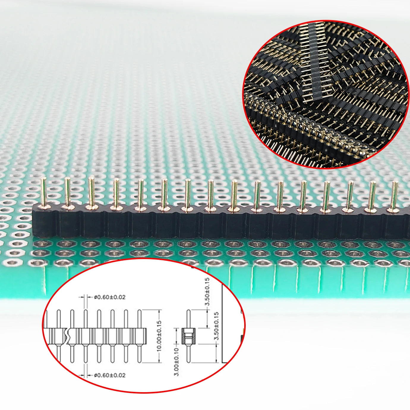 10pcs 2.54mm  L7.43mm Round Female Header Socket Single Row RA 1x40Pin Horizontal SMT Gold Round Hole Socket 0.1" Hole Male Pin