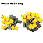 Amass 10 / 50Pair XT30 XT30U MR30 MR30PB Plug Male Female Bullet Connector Gold Plated Banana Plug for RC Drone Accessories