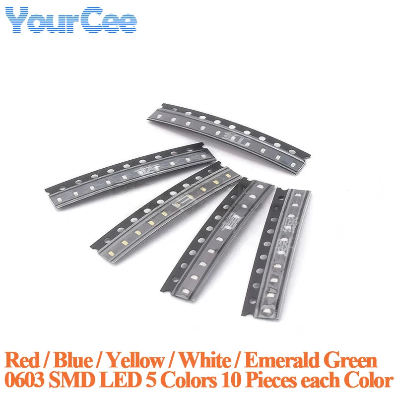 50pcs-390pcs SMD LED 0402 0603 0805 1206 3528 2835 5050 5730 Diode Red Blue Yellow White Green Orange Purple Pink