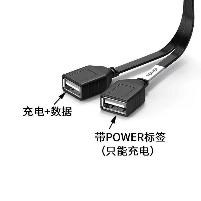 65W USB 1 to 2 Fast Charging Elbow Computer Extension Cord Flat Data Cable Mobile Phone Car Expander Carplay Splitter 10/20cm