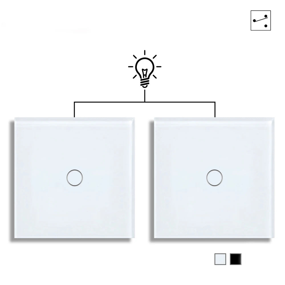 Touch Light Switch With EU Socket 1 Gang 2 Way Wall Light Switch LED Sensor Tempered Glass Interrupter EU Standard 240V