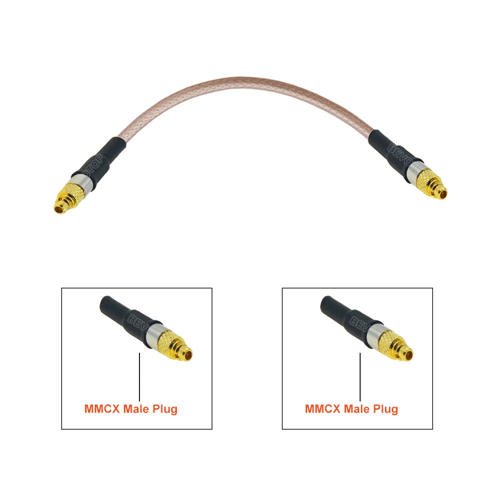 2Pcs/Lot MMCX Male Right Angle to MMCX Female 90 Degree Connector RG316 Cable 50 Ohm RF Coaxial Pigtail Extension Coax Jumper
