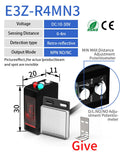 GTRIC E3Z-B61 Photoelectric Sensor Retro-reflective Sensing Distance 4M NPN PNP10-30VDC Square Photo Switch With Bracket