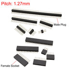 10Pcs 1.27 mm Single Row Male Female Plug Socket Breakaway PCB Board Pin Header Connector 1.27 Strip Pinheader 2P-50 Pin