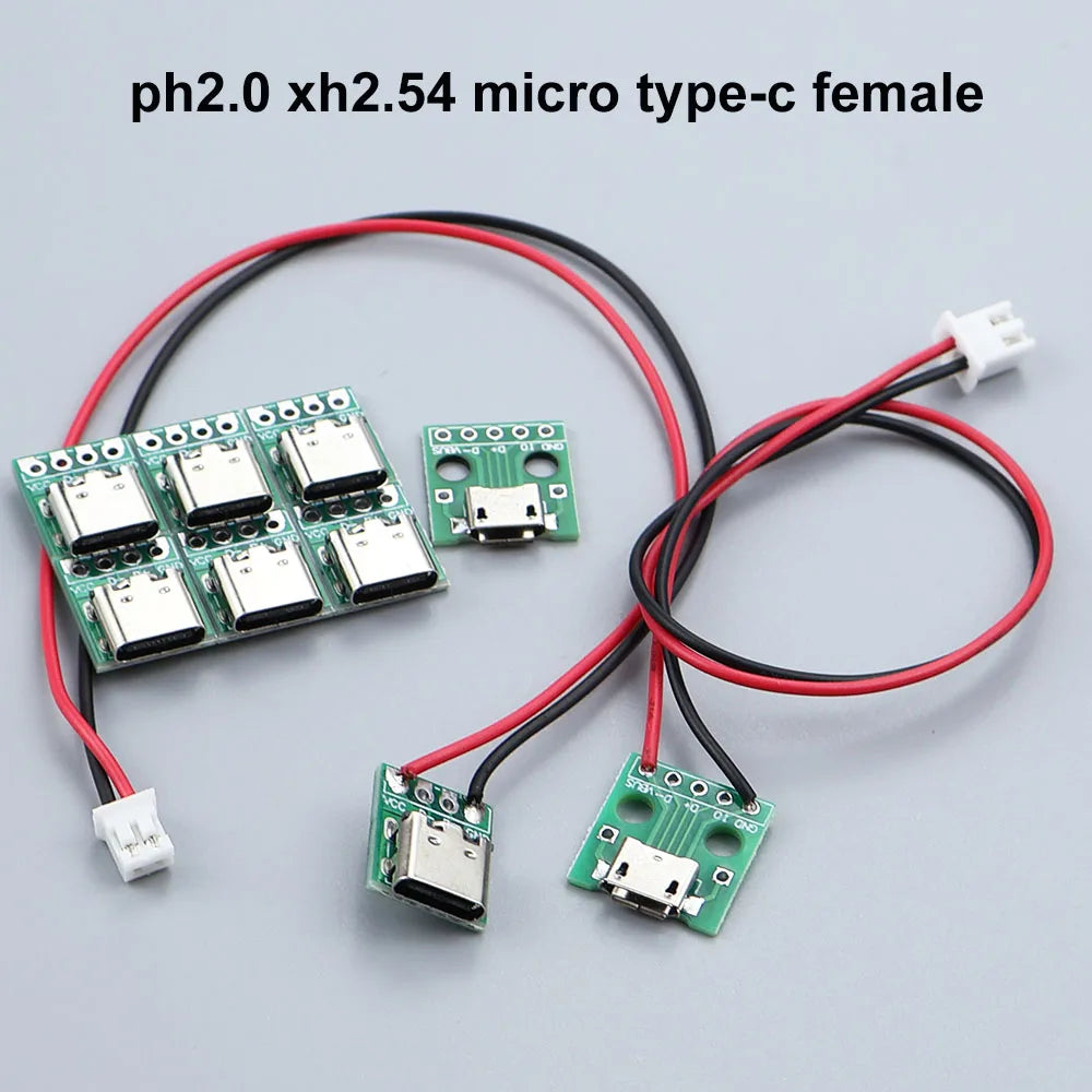 Type-c PCB with Cabel Converter Adapter Micro USB to DIP Female Connector Breakout Board Charging Cable Soldering Board Socket