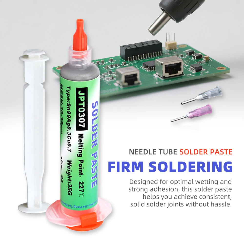 Lead Free High-Temperature Solder Paste Sn99 Ag0.3 Cu0.7 Needle Tube, Mobile Phone USB Socket Repair, LED Soldering