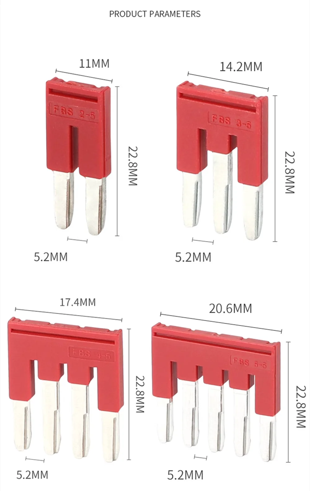 10pcs FBS10-5 FBS2-5 FBS3-5 FBS4-5 FBS5-5 Jumpers 2/3/4/5/10 Seat PT ST 2.5mm DIN Rail Terminal Block Accessories Plug-In Bridge