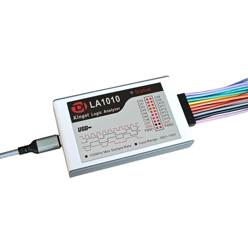 LA1010 USB Logic Analyzer 100M 16CH 10B Samples PC Based Kingst Protocol Decoding Tool for MCU ARM FPGA Debug English