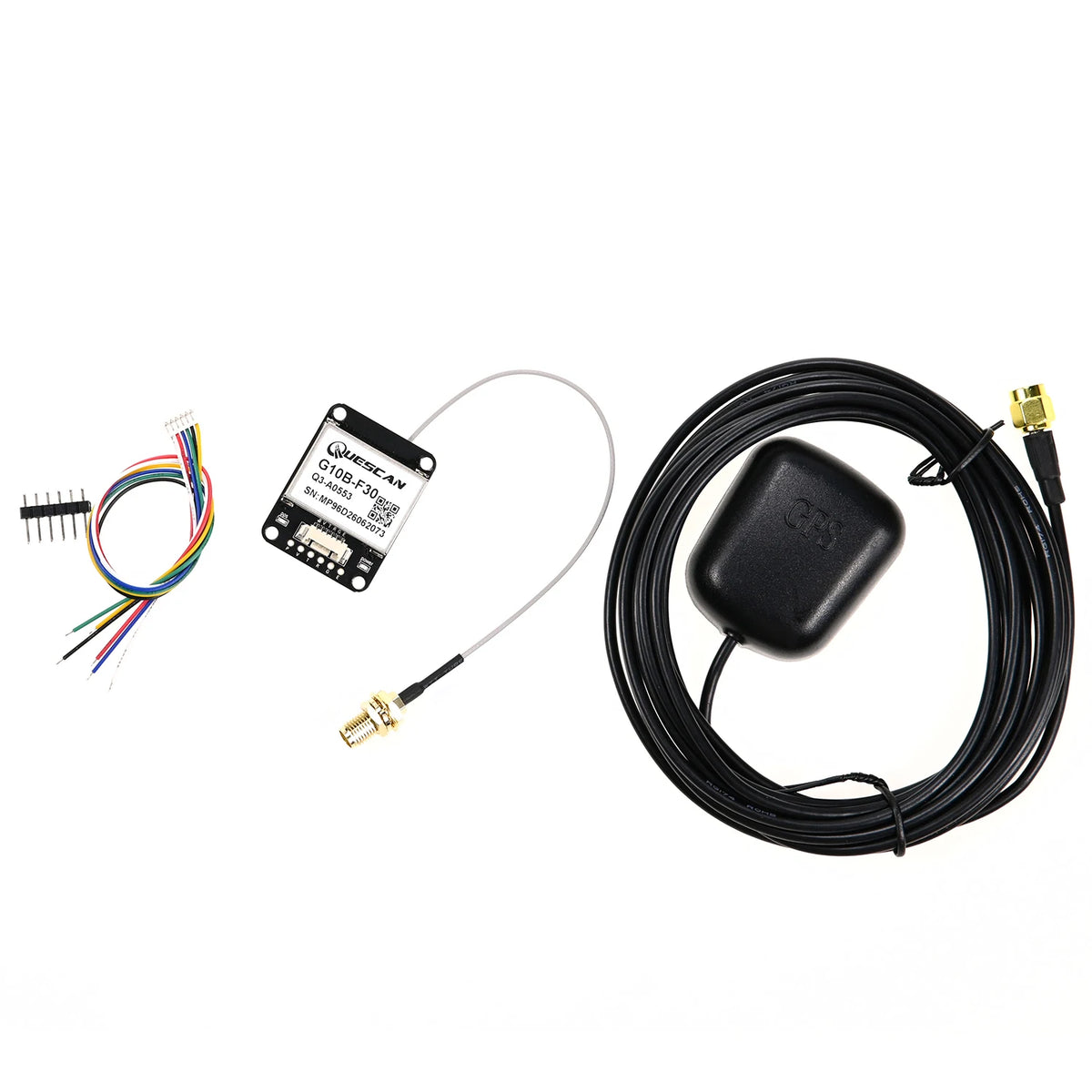 QUESCAN G10B-F30 M10 GPS GNSS Module with Active Antenna GPS GLONASS Galileo Beidou Receiver,UBX-M10050-KB,Accuracy 1.0 m,1-25Hz