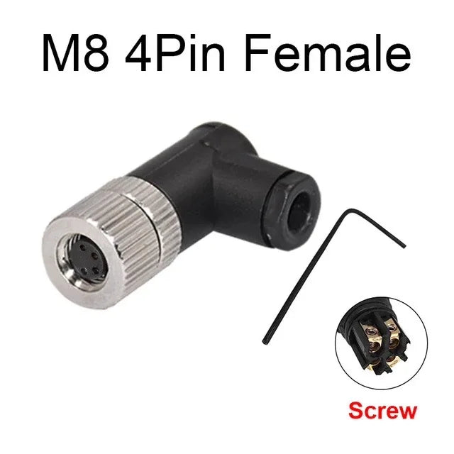 Cloweit M8 Sensor Connector Waterproof Male&Female Plug Straight Angle Screw Threaded Coupling 3pin 4p Panel Mount Flange Socket
