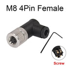 Cloweit M8 Sensor Connector Waterproof Male&Female Plug Straight Angle Screw Threaded Coupling 3pin 4p Panel Mount Flange Socket