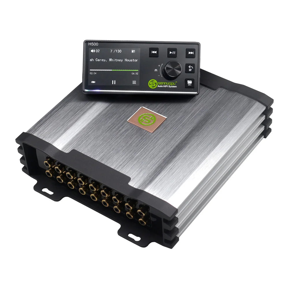 Sennuopu 12 Channels Digital Sound Processors DSP 8 Channels 50 Watts RMS Power Audio Amplifier with Bluetooth Player X812