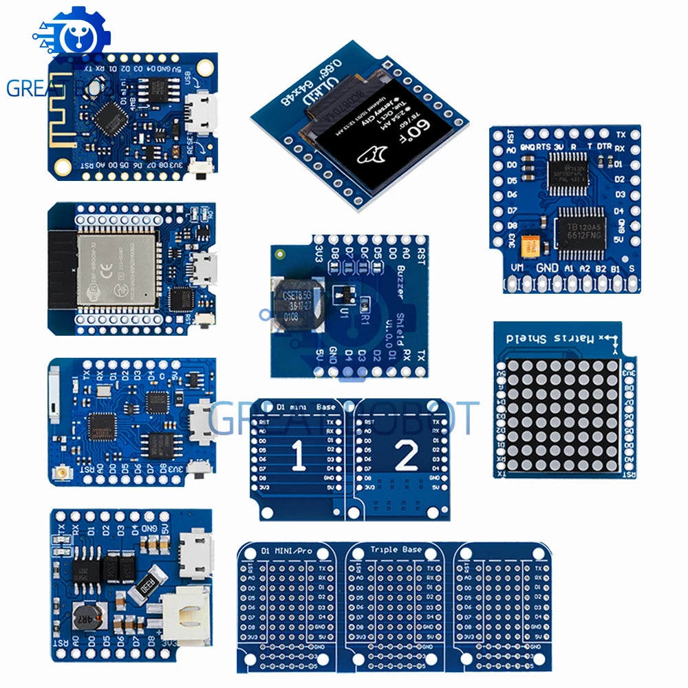 ESP8266 D1 Mini Pro WiFi Development Board NodeMcu 0.66 OLED DHT11 DHT22 buzzer Relay DS18B20 ESP32 Motor for WeMos DIY Kit