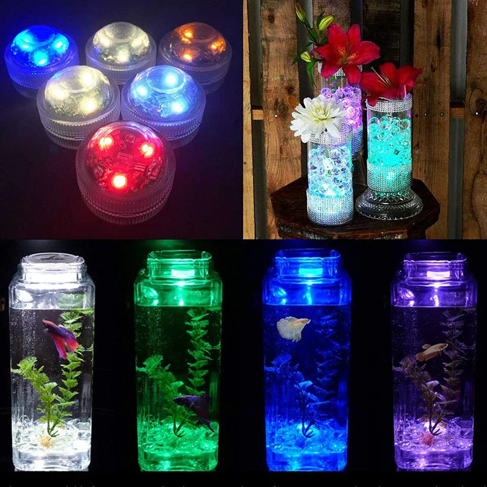 RGB Submersible Lights Remote Control Underwater Led Light Battery Operated Night Lamp For Halloween Vase Wedding Party Decor