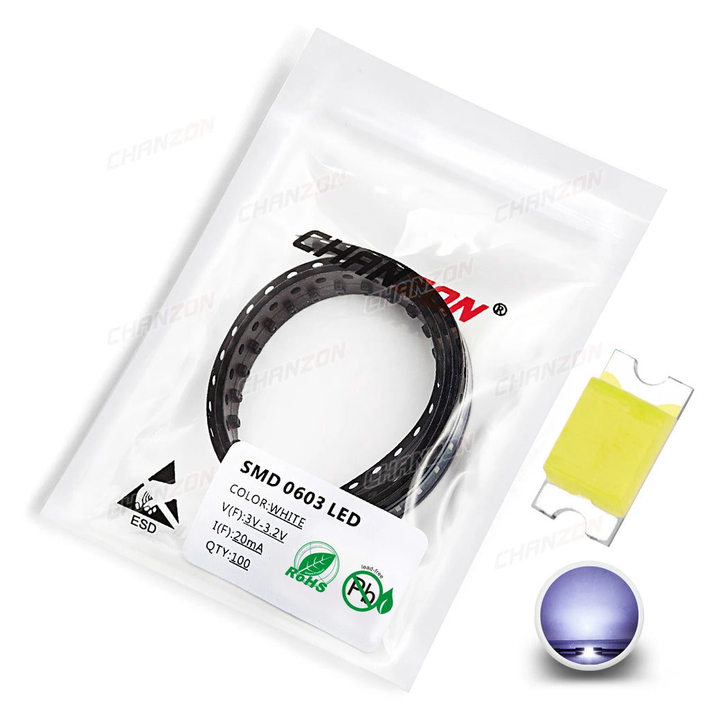 0603 SMD LED Emitting Diode Kit Lamp Chip Light Beads Warm White Red Green Blue Yellow Orange UV Pink RGB Micro 3V SMT