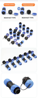 SP13 Waterproof Aviation Connector IP68 Panel Mount Cable Plug Socket 2 3 4 5 6 7 9 Pin Circular Connector Back Nut Set