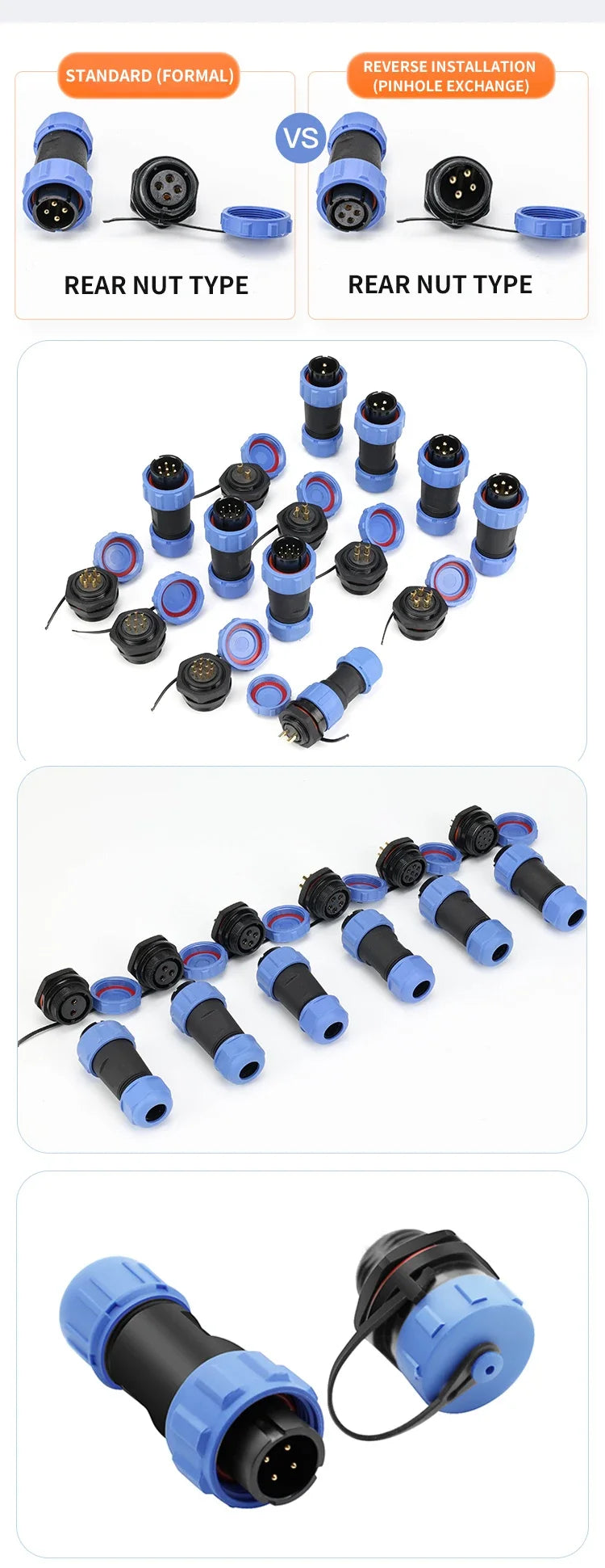 SP13 Waterproof Aviation Connector IP68 Panel Mount Cable Plug Socket 2 3 4 5 6 7 9 Pin Circular Connector Back Nut Set