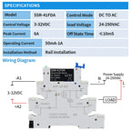 LCTC 1PCS Slim Relay Board Din Rail Relay Module SSR Terminal Solid State Relay With LED 6A SSR-41FDA SSR-41FDD DC-AC DC- DC