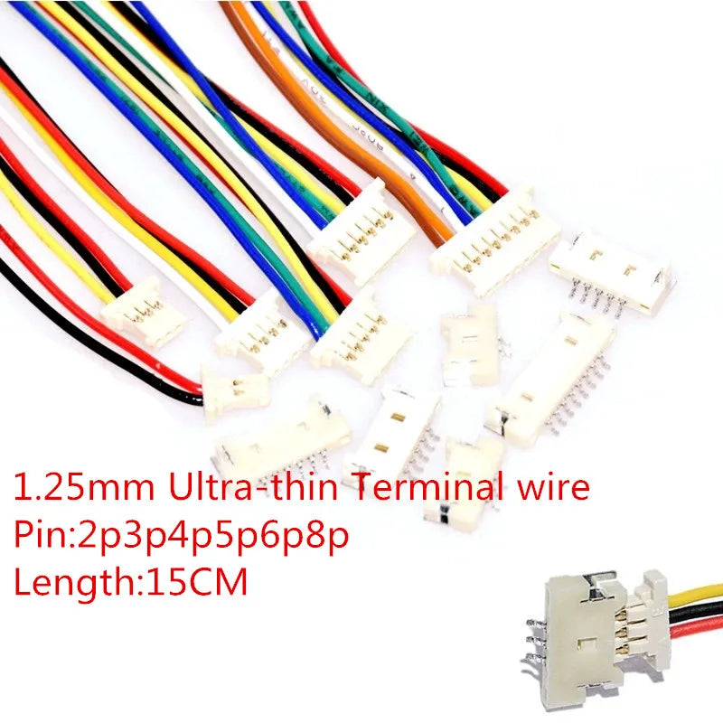 10PCS 51146 1.25mm Ultra-thin Terminal Wire Cable Single Double Head 15cm A1254 MOLEX SMD Horizontal Socket 2p3p4p5p6p-12P