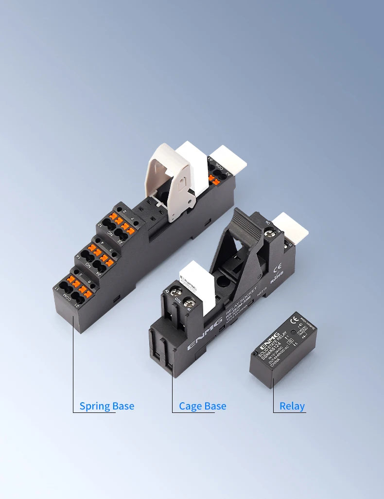 ENMG Small DIN-Rail Solid State Relay 24V 3A 4A 10A DC SSK10D6132 SSR DC to AC 220Vdc with base DC control 5V 24V AC 220V lights