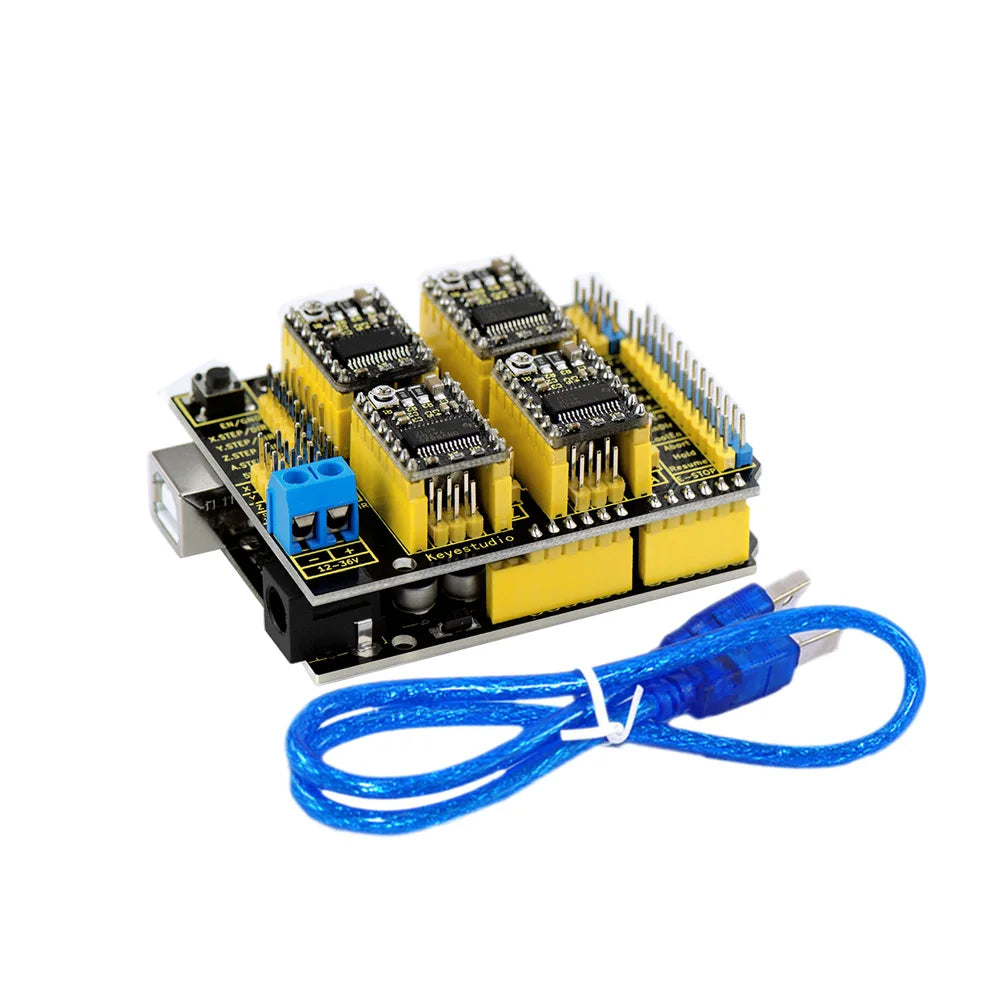 Keyestudio CNC Kit For Arduino CNC Shield V3.0+UNO R3+4pcs DRV8825 Driver +1pc USB Cable Compatible GRBL 0.8c Kit
